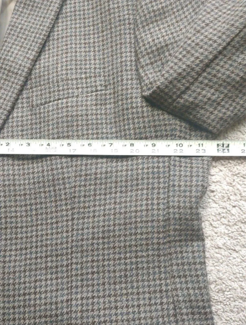 Lauren Ralph Lauren Blazer Mens 48L Brown Wool Trim Fit Houndstooth Sport Jacket